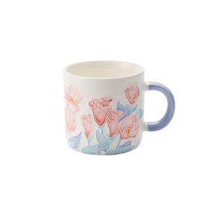 花有期玫瑰马克杯同合景德镇手绘陶瓷茶杯可爱女生办公室咖啡杯子