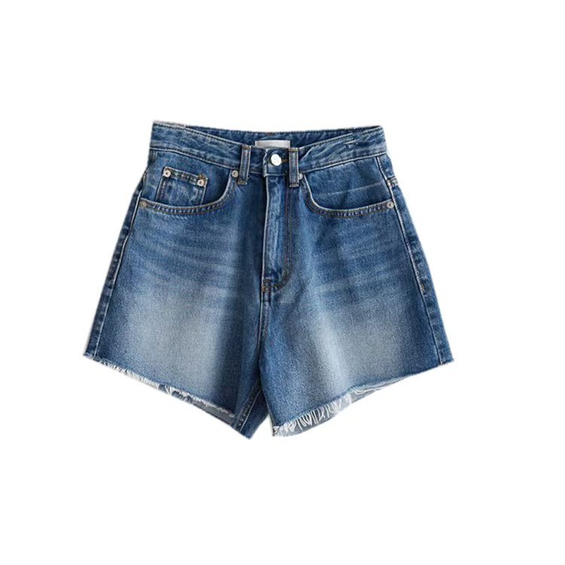 韩系女夏季全棉做旧牛仔短裤百搭