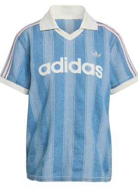 adidas阿迪达斯三叶草2026夏女球衣风牛仔布运动短袖T恤 KD5448