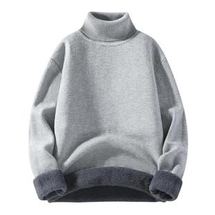 NN真维斯男士针织衫冬季半高领重磅加绒毛衣男款纯色简约日系潮流