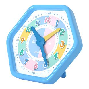 得力钟表模型小学教具 一二年级小学生学习认识时间12/24小时三针联动数学时钟教具钟面学具儿童学时钟教学用