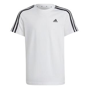 男女大童三条纹纯棉上衣圆领短袖T恤夏季adidas阿迪达斯轻运动