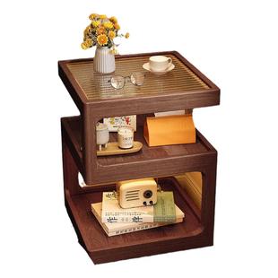实木床头置物架卧室新款床头柜替代品橡胶木窄床边置物柜移动边几