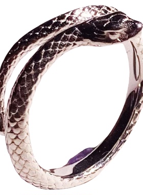 足银999情侣对戒国风开口蛇戒