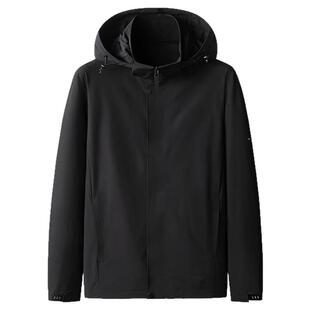 户外防风登山夹克男加大码休闲冲锋衣春季新款肥佬运动软壳衣外套