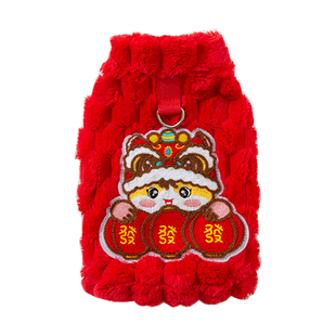 秋冬季狗狗衣服金龟绒新年发发牵引绒衣小型犬比熊泰迪保暖两脚衣