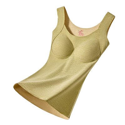 德绒保暖背心女带胸垫无痕打底