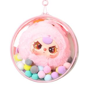 15/12透明PVC遛娃包外出展示防尘袋收纳圆形公仔10cm棉花娃娃痛包