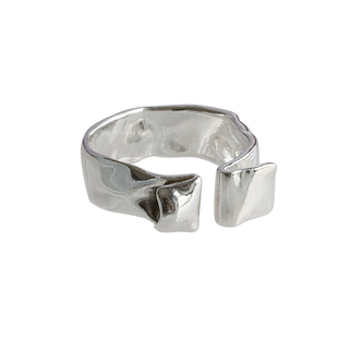 WHITE DWARF丝带戒指925银水晶开口可调节独立设计原创首饰女流畅