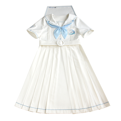 TR面料鲸落JK盛夏服刺绣制服裙