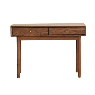 北欧简约黑胡桃木梳妆台实木橡木化妆桌卧室简约现代小户型书桌