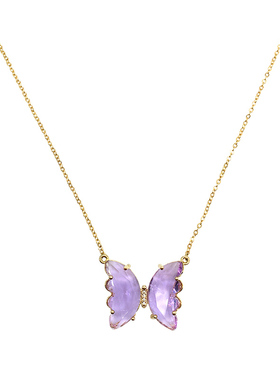 水晶蝴蝶项链短款小众设计网气质