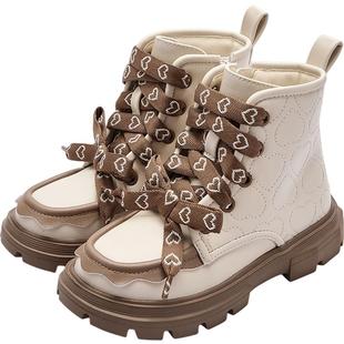 巴拉巴拉女童皮靴宝宝马丁靴秋冬款童鞋儿童加绒鞋子中大童靴子潮