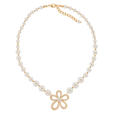 INCHEDITION蕾丝大花珍珠项链