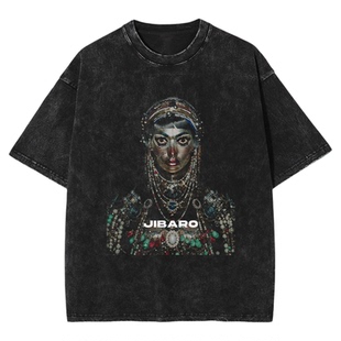 爱死机吉巴罗 动画落肩做旧街头个性潮流印花重磅T恤男女宽松短袖