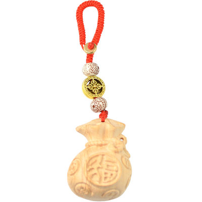 泰山桃木福袋挂件钥匙扣钱袋子