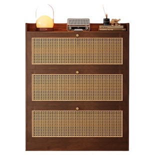 安居客翻斗式鞋柜实木门口家用2026新款门道楼外走廊楼道口大容量