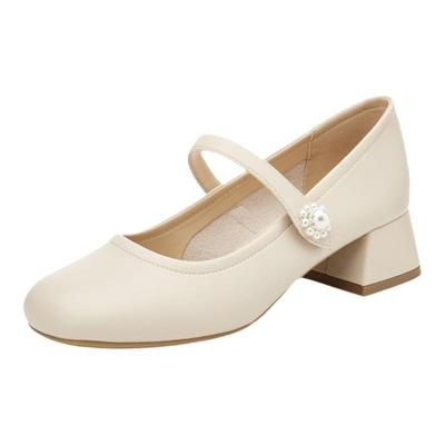 达芙妮女鞋复古高跟玛丽珍小皮鞋