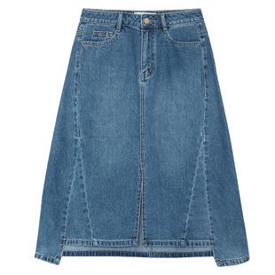 谜底牛仔半身裙夏航海系复古高腰百搭中长款A型半裙246MB7001