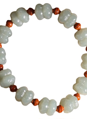 新疆和田玉双头莲花手串