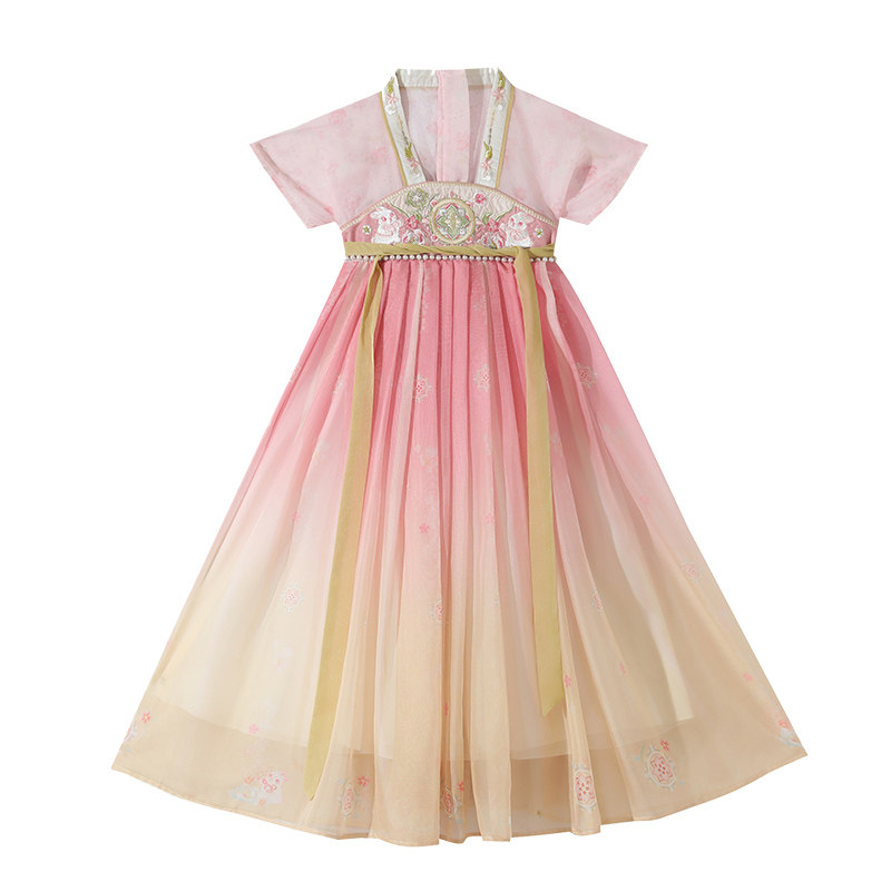 汉服女童2025新款古风连衣裙中秋小女孩国风唐装儿童夏季古装裙子