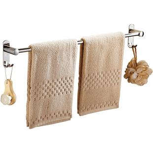 免打孔毛巾杆304不锈钢挂杆加长卫生间单杆壁挂毛巾架子浴室挂钩