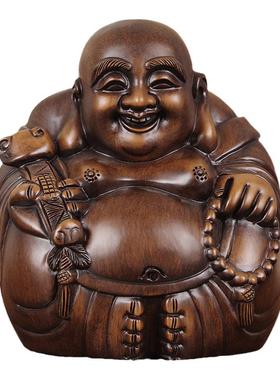 进口黑檀木笑佛摆件客厅禅意