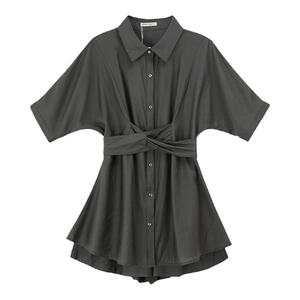 gcrues短袖衬衫短裤两件套女夏季2024年新款时尚套装女防晒服上衣