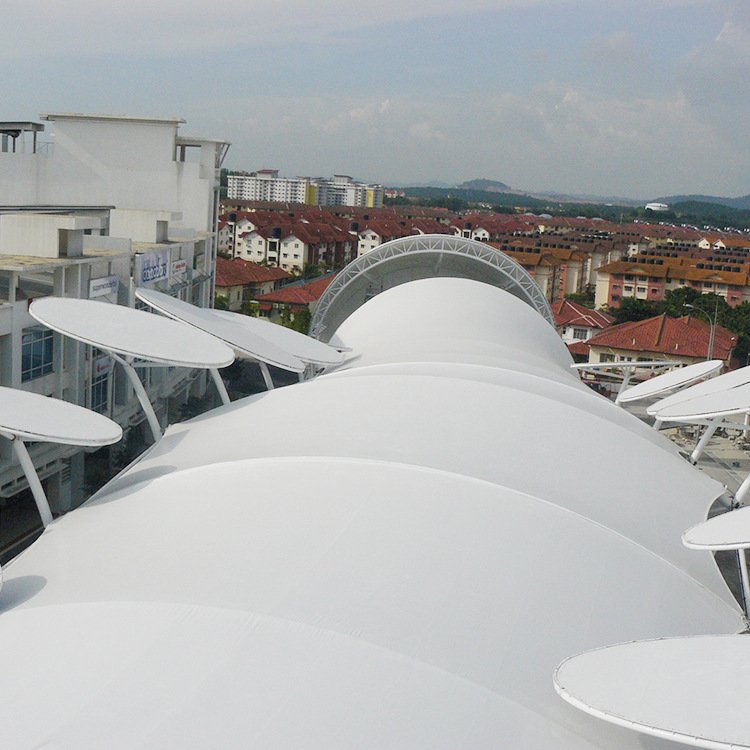 张拉索膜结构商业设施大跨度设计材优质拱形膜PVC采用PTFE进口\