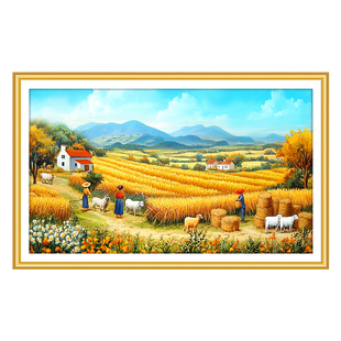 梵高丰收麦田2026新款十字绣高级感客厅大气风景油画简单手工刺绣