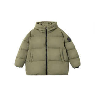 皇室童缘男童羽绒服连帽纯色外套中大童新款洋气冬装上衣男