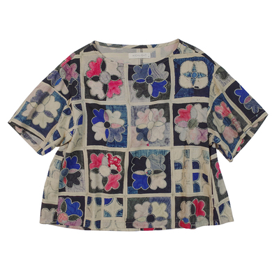 民族风印花天丝亚麻短袖T恤