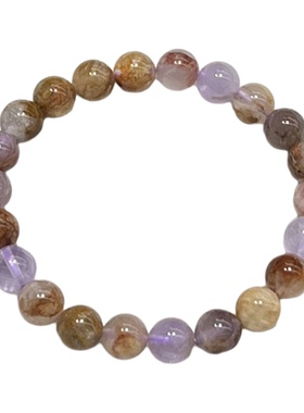 天然彩极光紫水晶手串时尚小清新