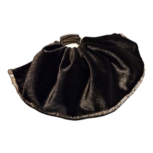 复古黑色丝绒裙摆低马尾夹韩国水钻高级感抓夹轻熟风半扎鲨鱼夹子