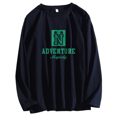 美式嘻哈字母印花纯棉长袖t恤秋