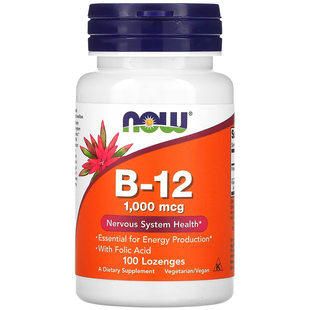 now诺奥维生素b12钴胺素1000mcg100片vb2成人中老年营养美国进口
