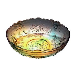 日式琉璃水果盘大号水果碗沙拉碗彩色玻璃手工时尚摆件家用装饰品