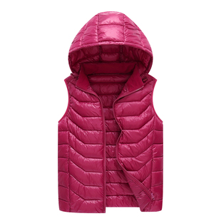 清仓大码女装轻薄马夹宽松外套加肥加大背心秋冬羽绒棉带帽马甲女