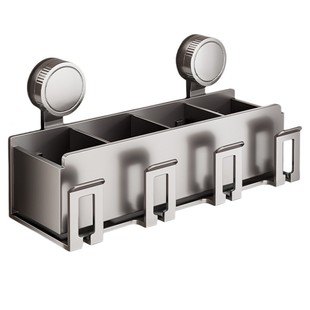 百悍吸盘牙刷置物架漱口杯电动牙刷杯架壁挂式免打孔卫生间牙膏