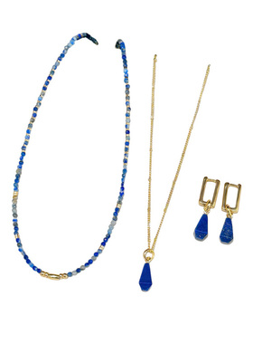 青金石串珠项链配饰女款多巴胺叠戴锁骨链轻奢小众高级感颈链饰品