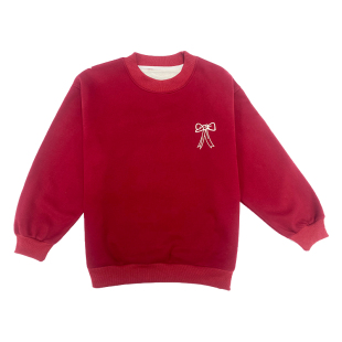 胖女童加绒卫衣儿童冬装加肥加大码本命年喜庆圣诞中大童保暖上衣