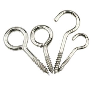 镀镍羊眼钉自攻螺丝钉挂钩吊环铁钩子羊眼木螺丝铁问号羊角五金钩