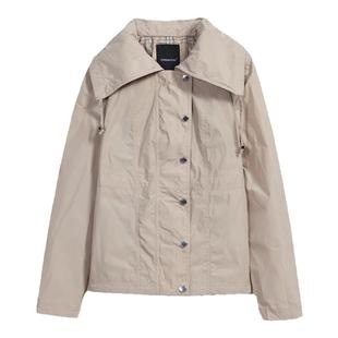 伦敦雾秋季新品时尚休闲户外外套女士连帽通勤短款潮流肩领夹克女