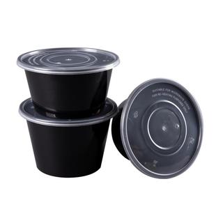 圆形1000ml一次性餐盒塑料外卖黑色打包盒带盖快餐便当饭盒汤碗