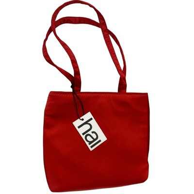 红色丝绸真丝单肩手拎hai小方包