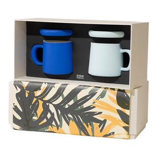 ◤情侣对杯礼盒◢16开菇菇杯景德镇陶瓷带盖马克杯纪念日新年礼盒