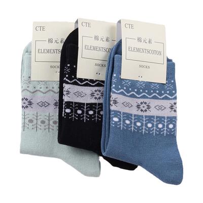 棉元素正品甜美秋季中厚款短袜