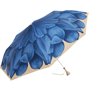 Pasotti意大利手工蓝色大丽花伞面晴雨伞女士定制折叠遮阳防晒伞