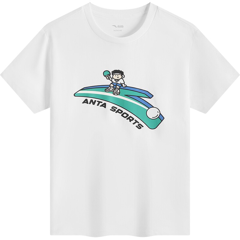 海绵T-安踏儿童男童针织短袖衫2026年夏季新款舒适纯棉亲肤短T恤