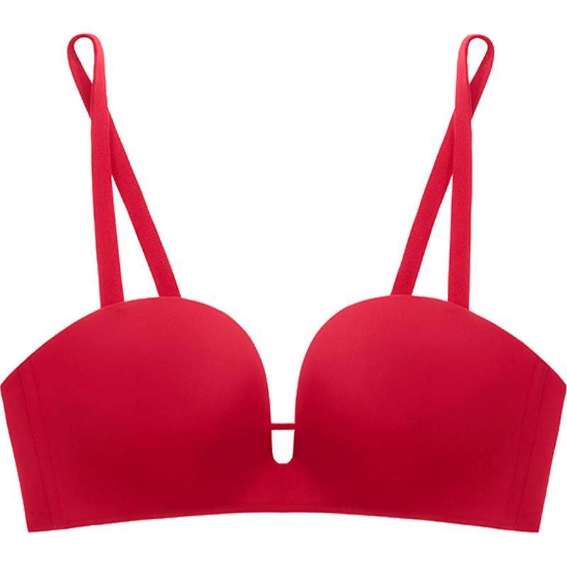 好奇蜜斯红色内衣女小胸聚拢本命年新娘结婚26年春无钢圈无痕显大